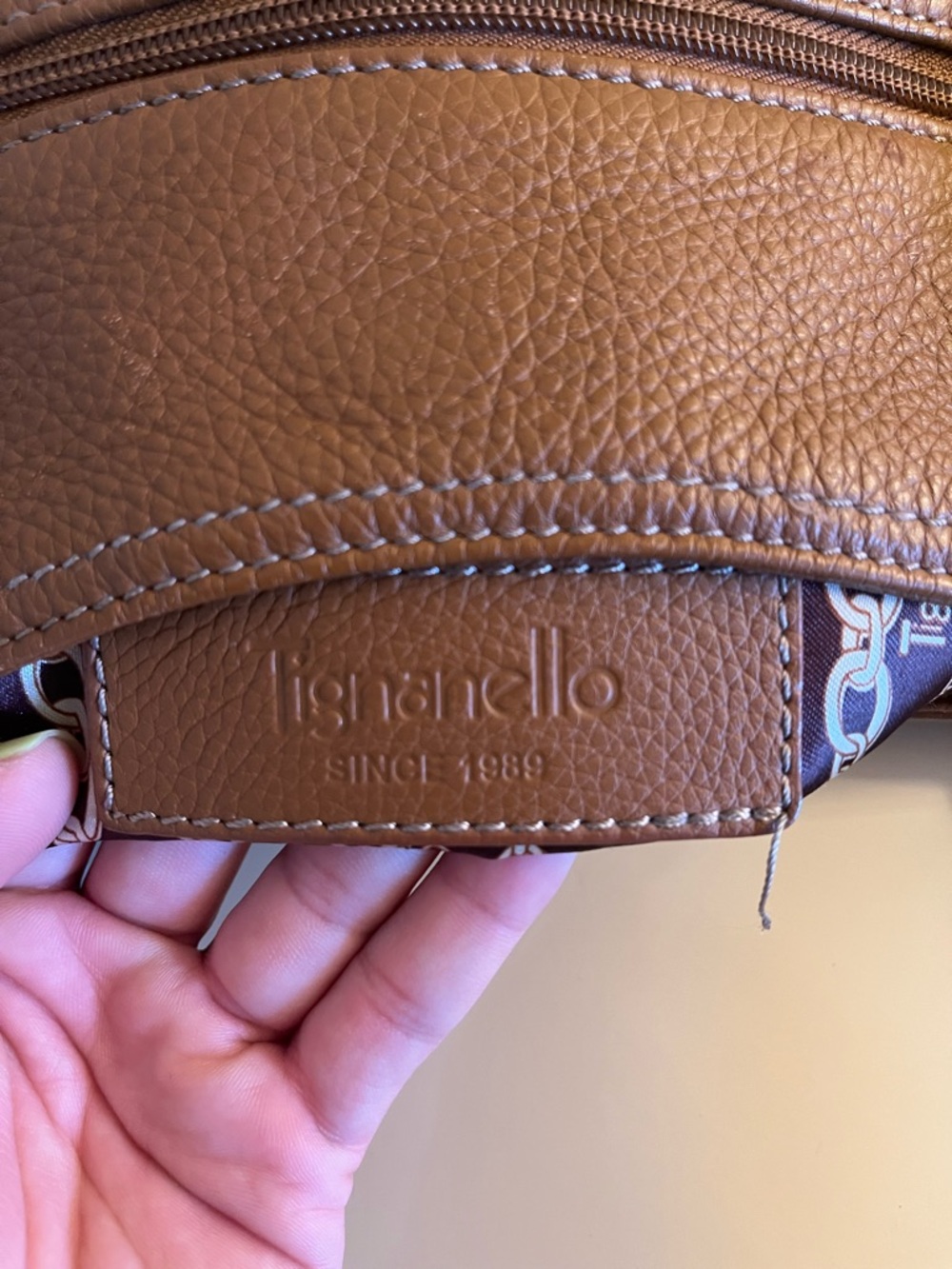 Tignanello Cognac Pebbled Leather Shoulder Bag - Picture 5 of 6
